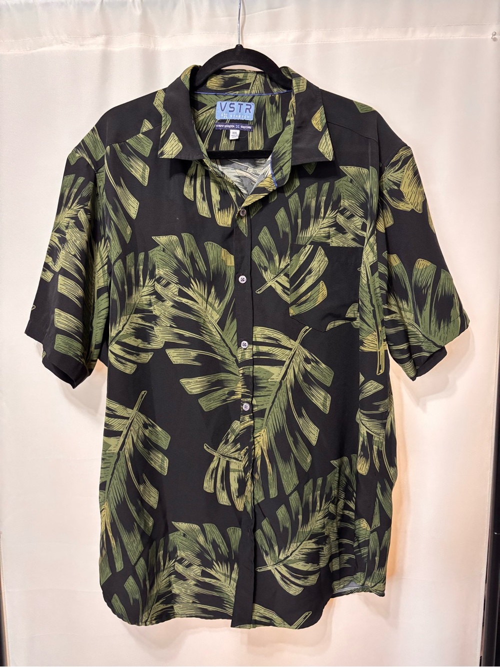 VSTR Men’s Tropical Palms Shirt Short Sleeve XXL 4 Way Stretch Collar Button Up